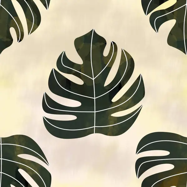 Bej arkaplanda yeşil yaprakların deseni