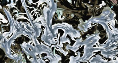 Stilize suluboya resimlerinin soyut psikedelik fraktal arka planı, kaotik olarak bulanık lekeler ve farklı boyut ve şekillerde boya darbeleri..