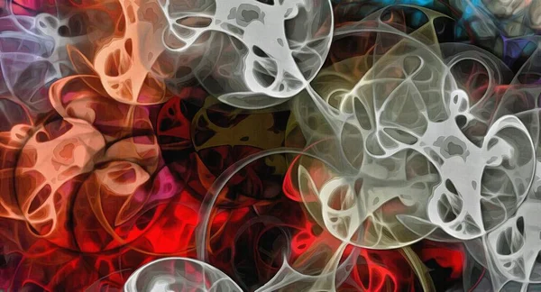 Abstrakte Illustration Kunst Farbe Psychedelisch Fraktale Wellige Spirallinien Organische Formen — Stockfoto