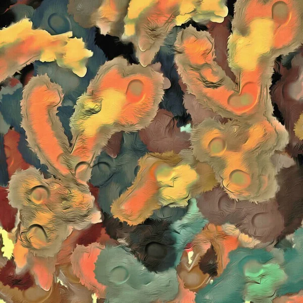 Fondo Psicodélico Abstracto Color Caótico Manchas Borrosas Pinceladas Diferentes Tamaños — Foto de Stock