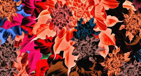 Renkli Kaotik Çıkartmaların Yapraklar Şeklinde Soyut Çiçekli Psikedelik Arkaplan Stilistlerinin — Stok fotoğraf