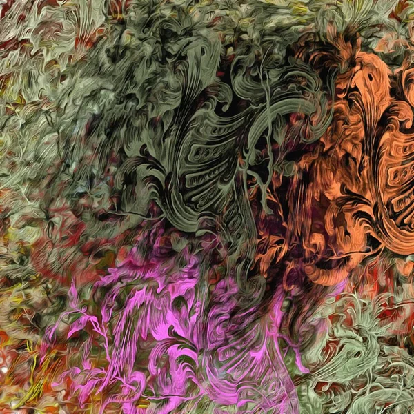 Abstract Psychedelische Fractal Achtergrond Van Gestileerde Aquarel Illustratie Gekleurde Chaotisch — Stockfoto