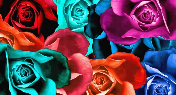 Computergrafiken Abstrakter Floraler Psychedelischer Hintergrundstilisierung Farbiger Chaotischer Aufkleber Form Von — Stockfoto