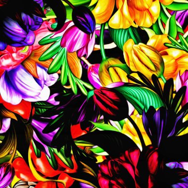 Renkli kaotik çıkartmaların yapraklar şeklinde soyut çiçekli psikedelik arkaplan stilistlerinin bilgisayar grafikleri.