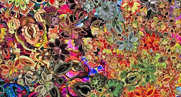 stock image abstract floral psychedelic background stylization of colored chaotic stickers in the form of leaves..