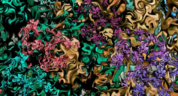 Абстрактна Квіткова Психоделічна Стилізація Кольорових Хаотичних Наклейок Вигляді Листя — стокове фото