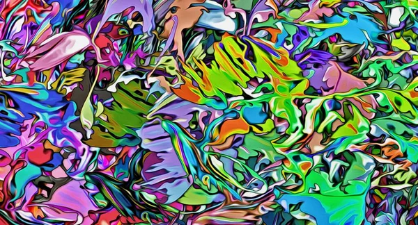 Abstraktní Psychedelické Fraktální Pozadí Stylizované Akvarelové Ilustrace Barevné Chaoticky Rozmazané — Stock fotografie