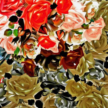 abstract floral psychedelic background stylization of colored chaotic stickers in the form of leaves..