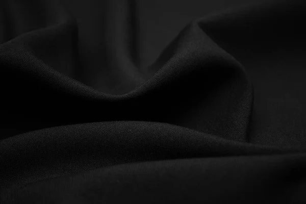 Υφή Από Σκούρο Μαύρο Ύφασμα Closeup Χαμηλό Κλειδί Φωτογραφία Νήματα — Φωτογραφία Αρχείου