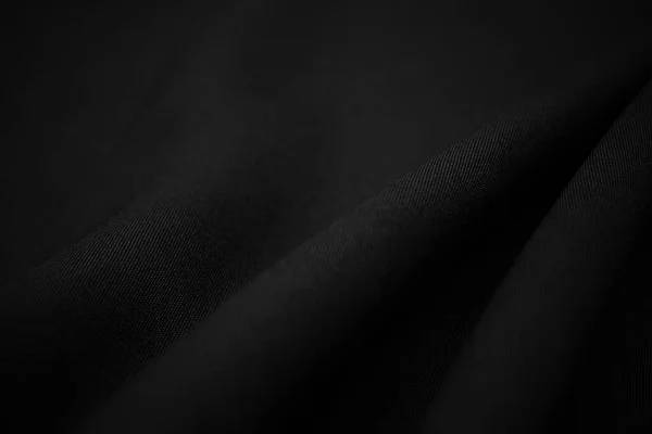 Textura Tela Negra Oscura Primer Plano Foto Bajo Perfil Hilos —  Fotos de Stock