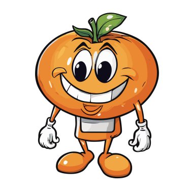 Şirin ve Komik Turuncu Meyve Çizgi Film Vektörü Simgesi