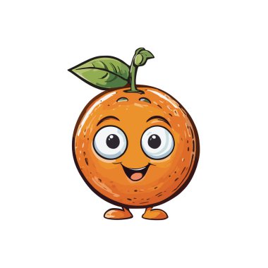 Şirin ve Komik Turuncu Meyve Çizgi Film Vektörü Simgesi