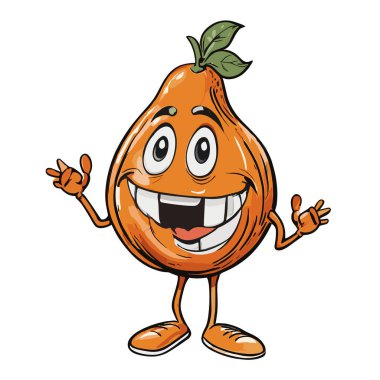 Şirin ve Komik Turuncu Meyve Çizgi Film Vektörü Simgesi