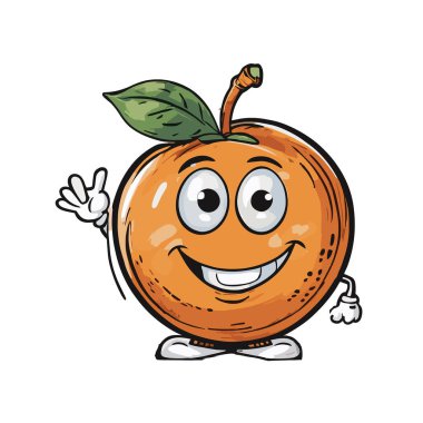 Şirin ve Komik Turuncu Meyve Çizgi Film Vektörü Simgesi