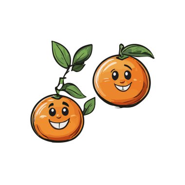 Şirin ve Komik Turuncu Meyve Çizgi Film Vektörü Simgesi