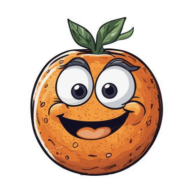 Şirin ve Komik Turuncu Meyve Çizgi Film Vektörü Simgesi