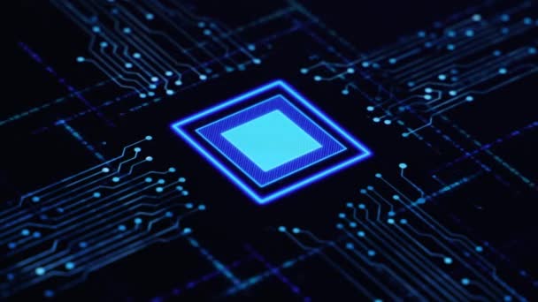 Piece Intelligence Digitalization Big Date Futuristic Artificial Intelligence Processor Chip — ストック動画