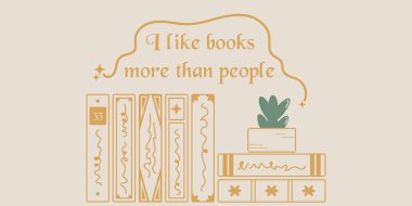 Şirin bitkilerle ve alıntılarla dolu güzel bir kitap yığını. Sihirli süsleme kitapları. Kitapsı el çizimi vektör tasarımı. İzole sanat illüstrasyonu