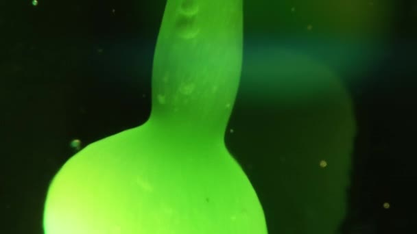 Detailní Makro Záběry Zelené Lávové Lampy Pomalu Plynou Půvabně Bublají — Stock video