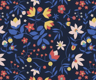 Botanik Çiçek Tekrarlama Yazdırma Vektörü