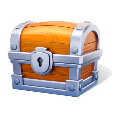 Beyaz arka planda izole edilmiş bir karikatür hazine sandığının vektör çizimi