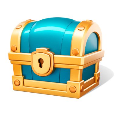 Altın kilidi olan hazine sandığı. vektör karikatür çizimi beyaz arkaplanda izole edildi