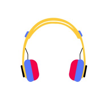 Kulaklık vektör renk simgesi. Düz kulaklık ikonu. Web afişi, web ve mobil, bilgi grafikleri için düz tasarım vektör illüstrasyon kavramı. Kulaklık grafik ikonu. Beyaz arkaplanda vektör simgesi izole edildi