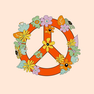 70 'lerin havalı hippi posteri. T-shirt için Retro Karikatür Oyun Çarkı Duvar Sanatı Sanatı Dosyası Notları Kapak Kapağı Sosyal Medya Kartları