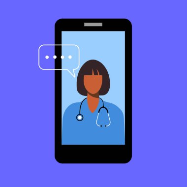 İnternetteki teşhis ekranında steteskobu olan Afrikalı Amerikalı kadın doktor.