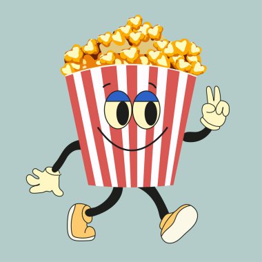 Çizgi film komik patlamış mısır karakteri. Şirin gülümseyen yüzü, kolları ve bacakları olan patlamış mısır kovası. Sinema için fast food, olumlu duyguları olan komik karakter..