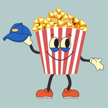 Çizgi film komik patlamış mısır karakteri. Şirin gülümseyen yüzü, kolları ve bacakları olan patlamış mısır kovası. Sinema için fast food, olumlu duyguları olan komik karakter..