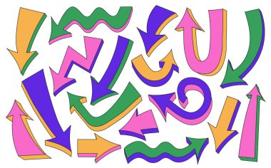 Düz okları yönlendir. El Çizimi Modern Ok simgesi. Web tasarımı için konsept okları, mobil uygulamalar