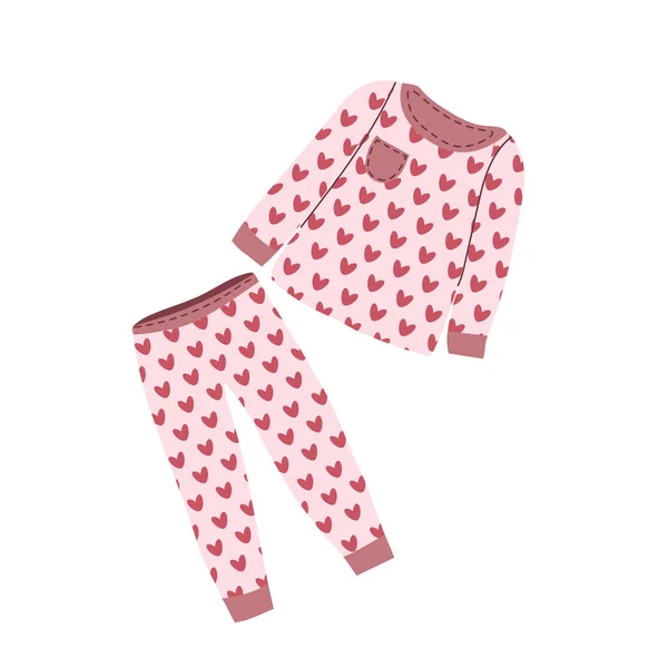 Kızlar için pijama, gecelik, uyku tulumu, izole edilmiş vektör kırmızı kalpler içinde 10 tur.