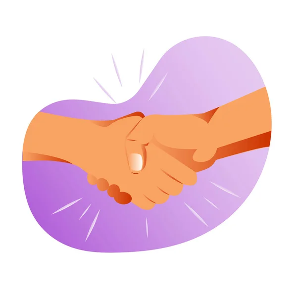 Handdruk Vector Vlakke Pictogram Geïsoleerde Hand Schudden Emoji Illustratie — Stockvector