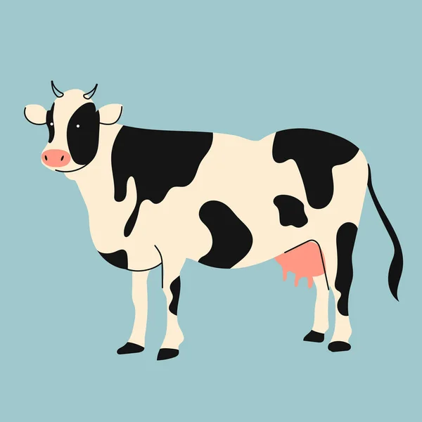 Sweet Cow Black White Colors Hand Drawn Color Trendy Vector — Stock Vector