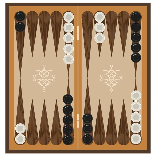 白い背景にバックギャモン レクリエーションのためのバックギャモンのボードゲーム ベクトルイラスト — ストックベクタ