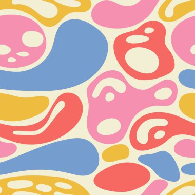 Renkli dalgalı soyut desen. Parlak renkli renkler. Moda el çizimi vektör illüstrasyonları 60 'lar, 70' ler tarzı..