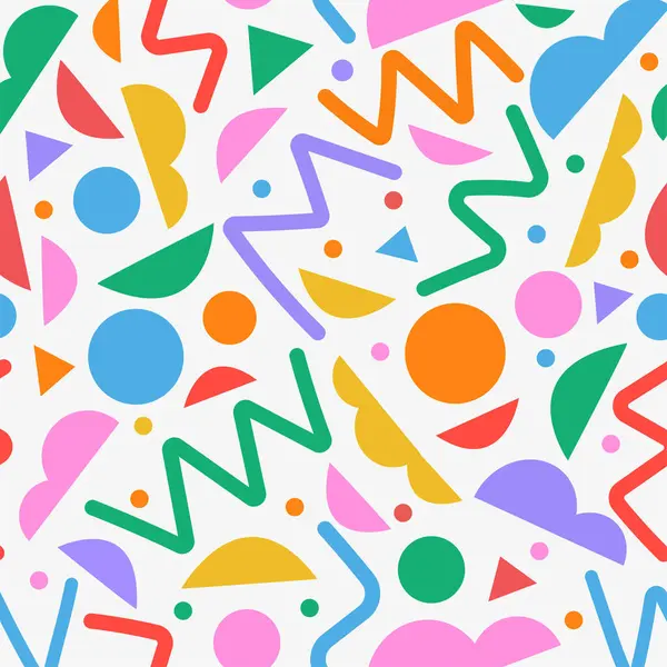 Renkli çizgiler, kusursuz desenler. Basit çocuksu karalama arka planı. Çocuklar için minimalist stil sanat arka planı veya temel şekilli moda tasarımı.