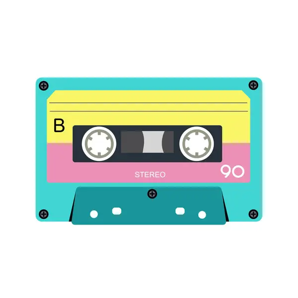 Retro Musikkassette Stereo Tape Vintagekassetten Der 90Er Jahre Und Tonband — Stockvektor