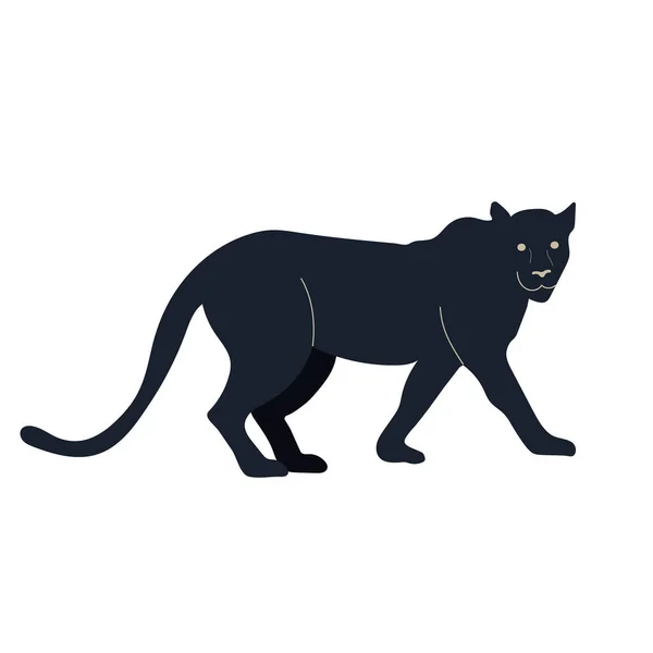 Black Panther Vektor Illustration Isoliert Auf Weißem Hintergrund Seitenansicht — Stockvektor