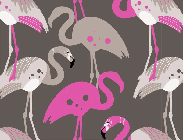 Padrão Tropical Vetor Sem Costura Bonita Com Flamingos Rosa Fundo — Vetor de Stock