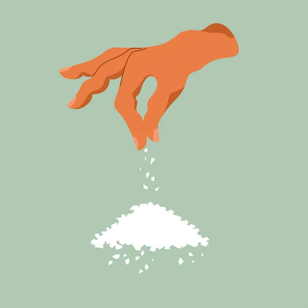 Sprinkle Salt Salt Hand Salt Dish Flat Design Illustration Isolated — Stock Vector