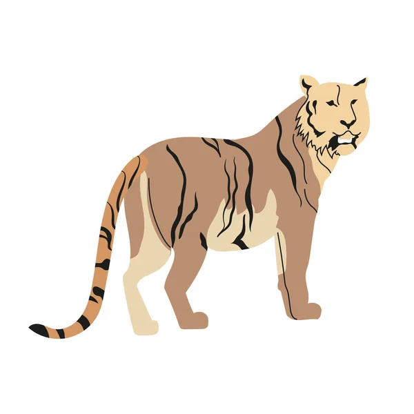 Ilustración Vectorial Tigre Sobre Fondo Blanco Animales Peligro — Archivo Imágenes Vectoriales