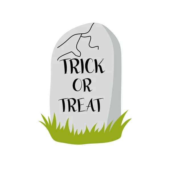Fijne Halloween Halloween Illustratie Van Een Grafsteen Met Truc Trakteer — Stockvector
