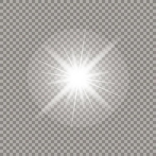 Vektorljuseffekt Ljus Stjärna Vit Glödande Ljus Brast Explosion Transparent Transparent — Stock vektor