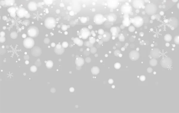 Abstrato Fundo Natal Com Flocos Neve Cinza Bokeh Branco Fundos — Vetor de Stock