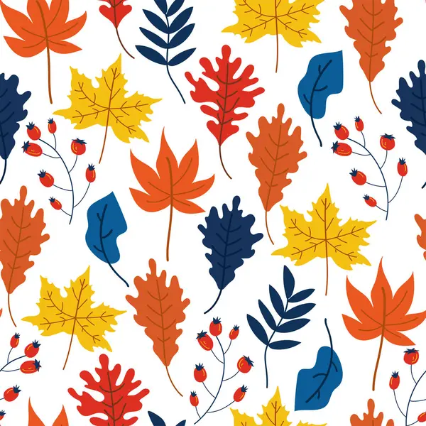 Cute Autumn Seamless Background Leaves Ideal Wallpapers Gift Paper Pattern — Stock Vector