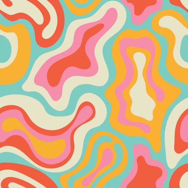 Retro Groovy Psychedelic Background Trippy Wavy Swirl Pattern Vector Graphic — Stock Vector