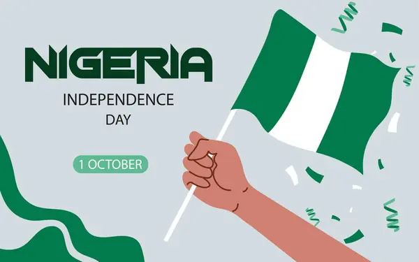 1St October Happy National Day Nigeria Waving Flag Happy Independence — Stock Vector