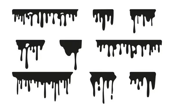Set Splashes Dripping Liquids Collection Black White Can Used Blood — Stock Vector